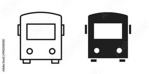 Bus icon in black and white. clipart and line style icons