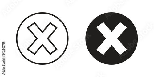 Cancel icon in black and white. clipart and line style icons