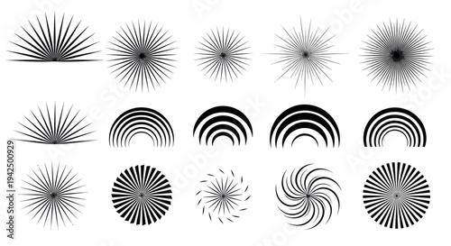 Abstract Sunbursts and Rays Graphics Collection