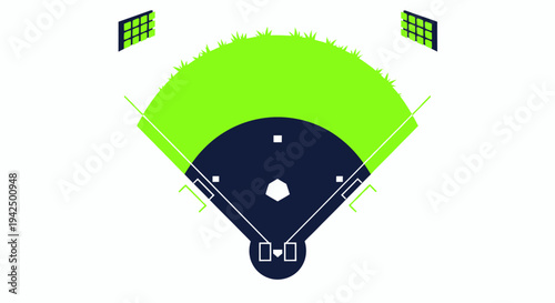 Baseball Field Top View Illustration - Sports Concept