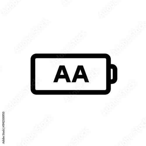 Black outline AA battery icon vector illustration for electronic device power, energy level, and charging status display on websites or apps