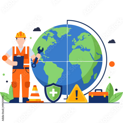 Global sustainability efforts and environmental protection initiatives in action Vector