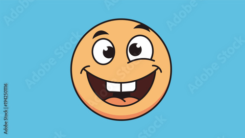 Happy Cartoon Emoji Face with Smile.