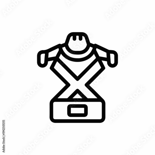 Black outline vector icon of a hydraulic scissor lift or car jack, designed for automotive repair, construction, and heavy lifting applications, isolated on a white background.