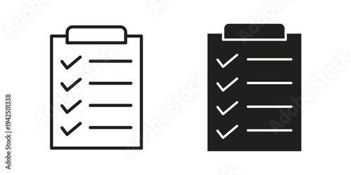 Clipboard icon in black and white. clipart and line style icons