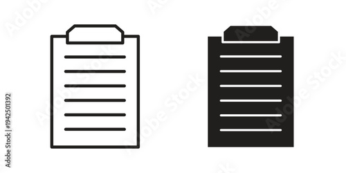 Clipboard icon in black and white. clipart and line style icons