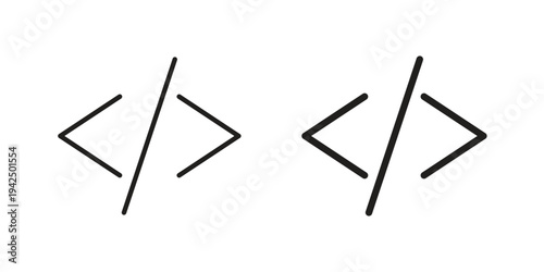 Code icon in black and white. clipart and line style icons