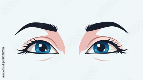 Illustration of Female Eyes with Blue Iris.