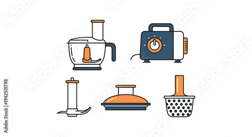 Food Processor Line art vector minimal dynamic abstract color