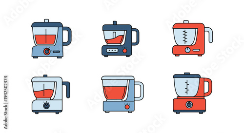 Food Processor Line art vector minimal vivid abstract color