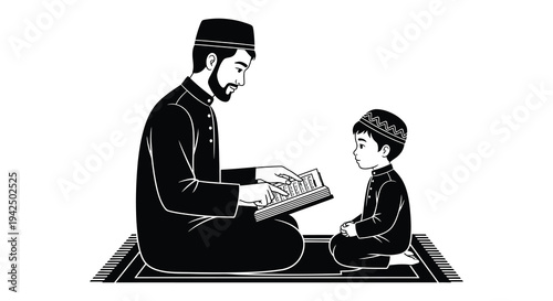 Generational learning a father teaches his sons to read the quran