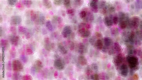 Abstract stained glass texture with dark colorful tones and soft light diffusion. Distorted glass surface creates organic patterns and blurred shapes moving slowly in dynamic motion.