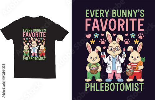 Every Bunny’s Favorite Phlebotomist Easter T‑shirt Design