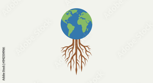 Earth with Roots Illustration Concept.