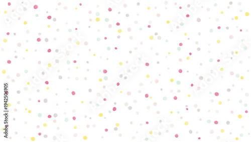 パステルカラーの水彩ドットが散りばめられた可愛い背景素材、やわらかい手描き水玉のテクスチャ壁紙。カラフルな水彩ドットのランダムパターン背景、やさしいパステルカラーのポップでかわいい壁紙デザイン。