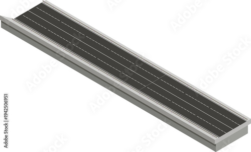 Modern Highway Overpass Bridge Structure, Asphalt Road with Lane Markings, Urban Infrastructure Vector Illustration