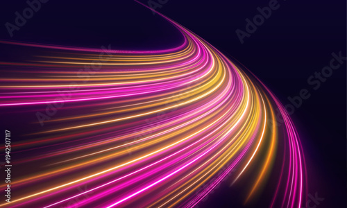 Luminous pink and orange motion streaks with soft flickering edges, glowing tips and smooth flow vector