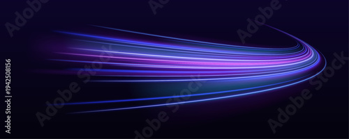 Bright pink streaking trail with glowing tips, flowing motion and dynamic light effect vector