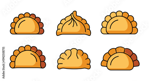 Fried Dumpling Plate Line art colorful creative abstract illustration