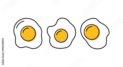 Fried Egg Line art vector set minimal abstract graphic color