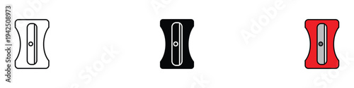 Pencil sharpener icon set. Office stationery and school education tool symbol. Vector Illustration.