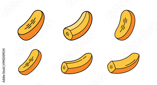 Fried Plantain Line art vector minimal elegant abstract color illustration
