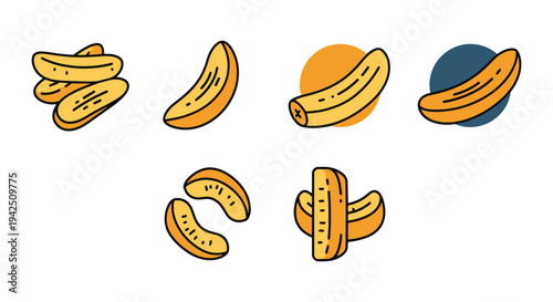 Fried Plantains Line art simple abstract colorful illustration