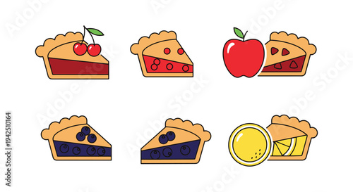 Fruit Pie Line art vector set elegant abstract gradient tone illustration