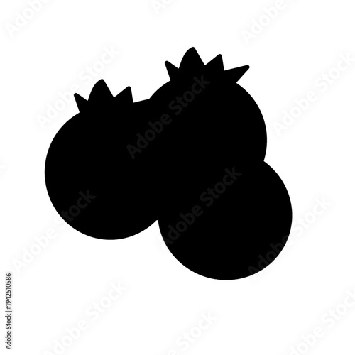 blueberry fruit silhouette black color isolated on white background.eps