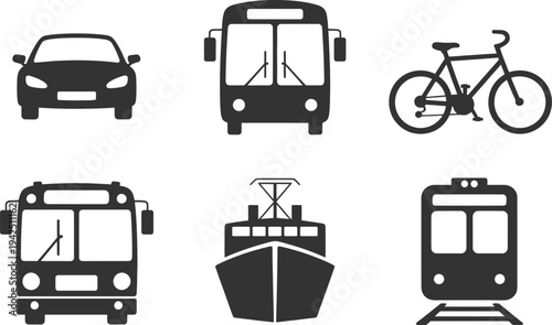 Transportation modes icons set