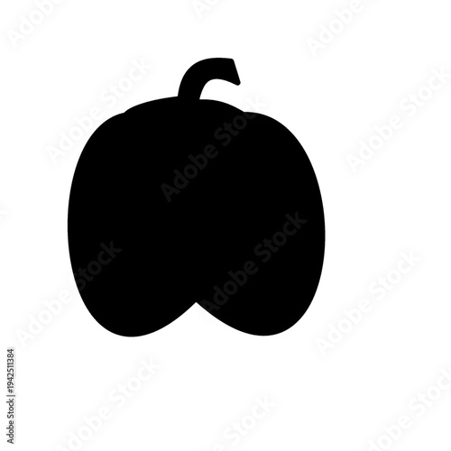capsicum vegetable silhouette black color isolated on white background.eps