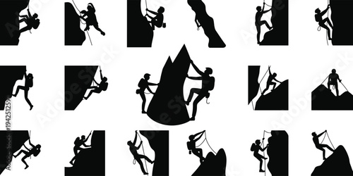 climbing, mountaineer, silhouette, bouldering, rappelling, extreme, adventure, mountain, cliff, outdoor, sports, athlete, hiker, summit, rope