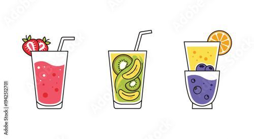 Fruit Smoothie Line art vector minimal abstract modern style