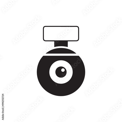 Black and white icon of a stylized webcam or small security camera with a single lens, representing video communication or surveillance.
