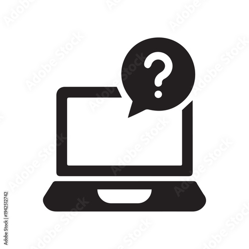 very simple flat and single minimalist Help Online Silhouettes in black on a white background
