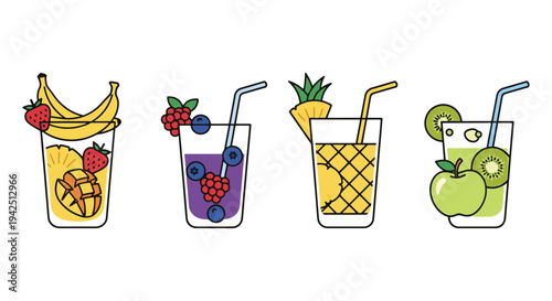 Fruit Smoothie Line art vector modern smooth artistic abstract
