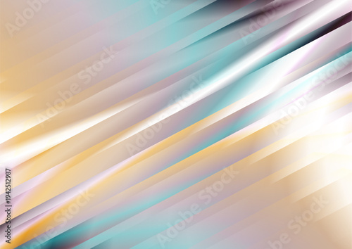 Bright glossy metallic ribbed stripes with shiny liquid foil effect abstract background. Geometric concept vector design