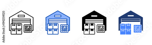 Warehouse Stock  Icon with Style Variations