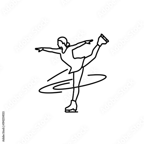 Figure skater performing a spin on ice in a dynamic pose  