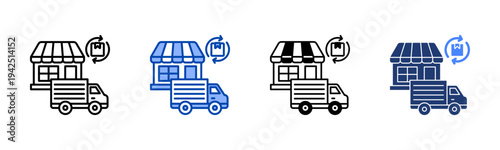 Store Replenishment  Icon with Style Variations