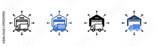 Distribution Network  Icon with Style Variations