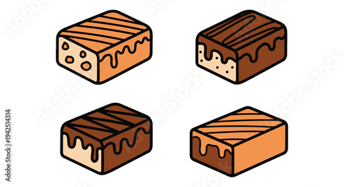 Fudge Line art vector set modern smooth abstract color