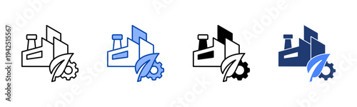 Sustainable Production  Icon with Style Variations