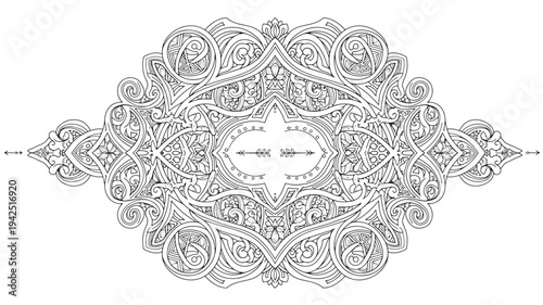 A detailed black and white floral mandala design on a white background, perfect for adult coloring books, relaxation, and creative activities.
