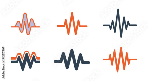 Heat Wave Line art vector set elegant colorful abstract