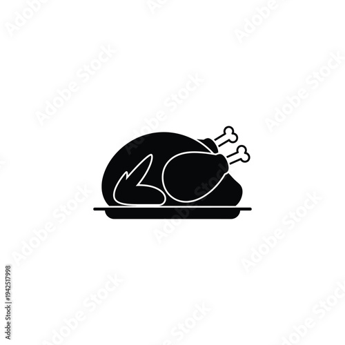 A simple illustration of a roasted turkey on a platter viewed from the side in a minimalist style