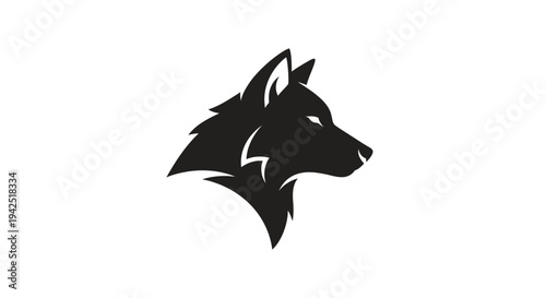 Stunning black wolf head silhouette with sharp details