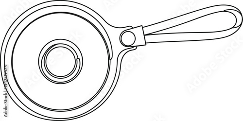 Minimalist line art illustration featuring a modern smart tracker device with a convenient keyring loop attachment design.