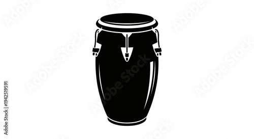 Black djembe drum with metal hardware on white background isolated percussion instrument