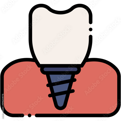 Dental Implant Prosthesis Vector Icon for Orthodontic Care